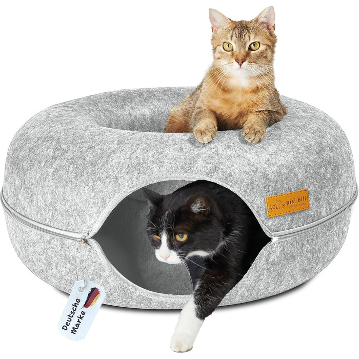 Кігтеточка-будиночок для котів з фетру, сіра, 60x60x28 см