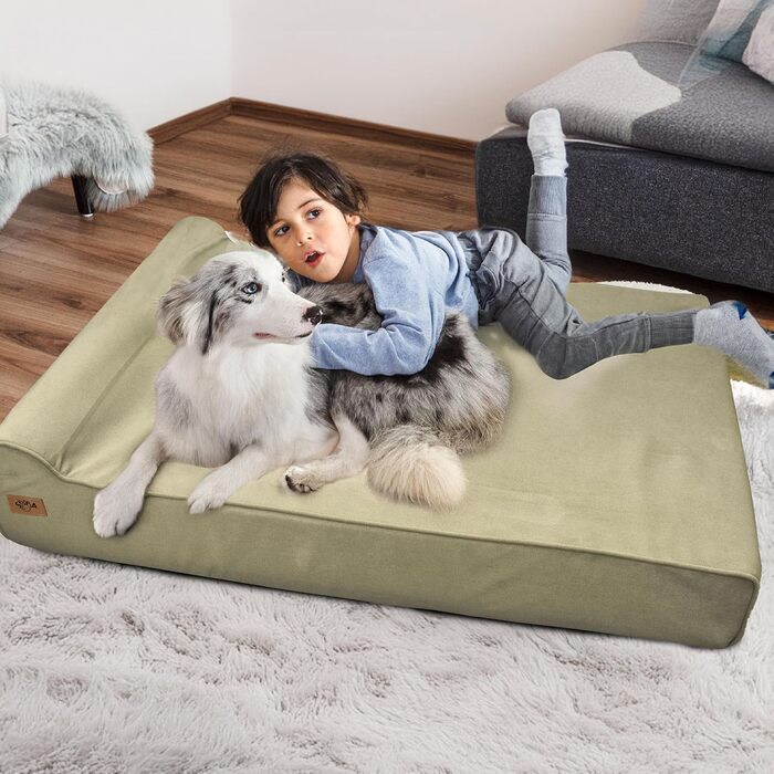 Sytopia Ортопедичне ліжко для собак XXL з Memory Foam, 17.8 см, для собак понад 45 кг, водовідштовхувальний чохол, бежевий колір