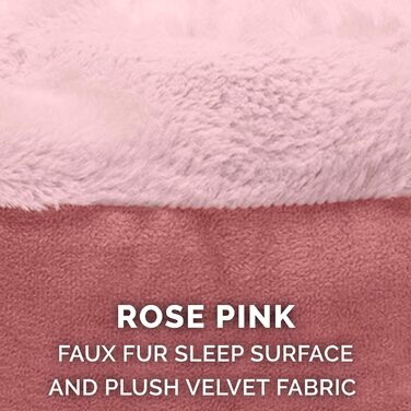 Кругла лежанка для собак Furhaven Donut з капюшоном, рожевий колір, розмір Small (61x61x18 см), плюш, вельвет, для заспокоєння, миється
