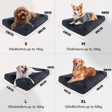 М'яке ортопедичне ліжко для собак DONWEI, килимок для собак, миється, знімний чохол, неслизька підстилка для лежанки, 75x50x6 см, сірий колір Ombré Grey (XL - 100 см, темно-сірий - 100 см)