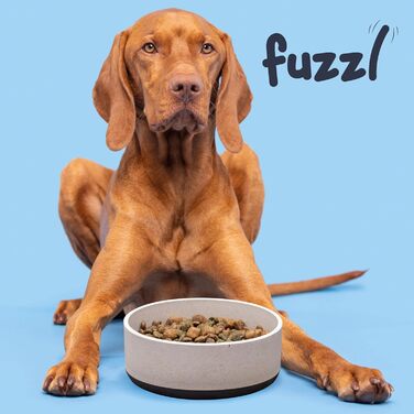 Миска для собак Titan Fuzzl з бамбука та гуми, 22 см, з антибактеріальним покриттям, неслизький дно, сіра, екологічна, довговічна, для середніх та великих собак (об'єм 0.8 л)