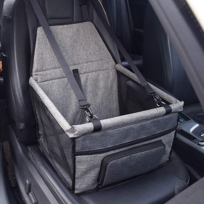 Водонепроникний дихаючий килимок для автомобіля з домашнім тваринам, безпечний підйомник для тварин, миючий, з оксфордської тканини, чорний (сірий з чорною кишенькою)