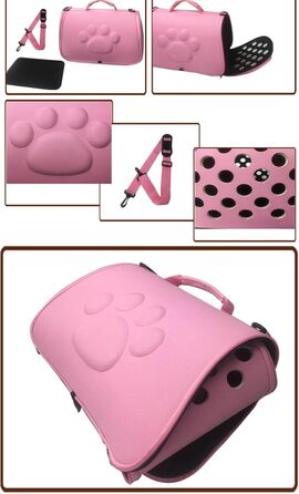 М'яка переноска для тварин - переноска для домашніх тварин з регульованим плечовим ременем | Легка переноска для котів та інших тварин, невеликих собак, для подорожей, піших прогулянок, активного відпочинку, авіаперельотів, відвідування ветеринара (Рожева