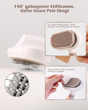Універсальна щітка для котів та собак з довгим хутром, самоочисна, з нержавіючої сталі, для видалення шерсті та розплутування, з масажними щетинками, зняття шерсті одним натисканням