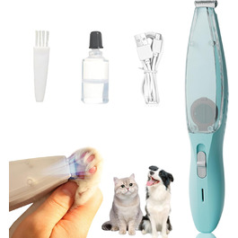 Професійний триммер для собак з пилососом та LED-підсвічуванням, для грумінгу лап, вух, обличчя. Підходить для собак та котів (Блакитний)