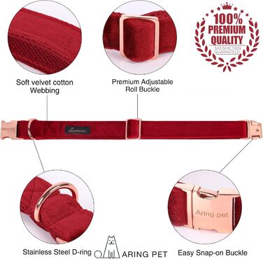 Нашийник та поводок для собак Aring Pet, нашийник та поводок, регульований нашийник для маленьких, середніх та великих собак (L, червоний на Різдво)