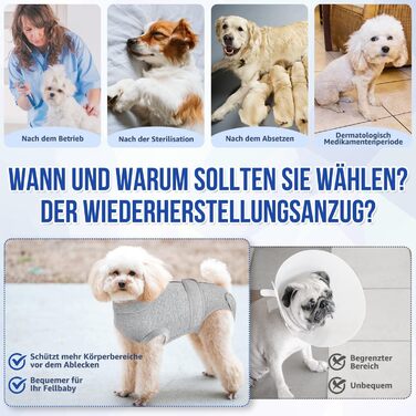 Комбінезон для собак після операції SlowTon: м'який, дихаючий, захист від витікання, альтернатива електронного нашийника, для собак після кастрації, сірий, розмір S