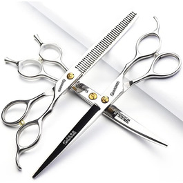 Професійні перукарські ножиці для стрижки та проріджування волосся, 7 дюймів, сталь 440C, набір (3 шт.)