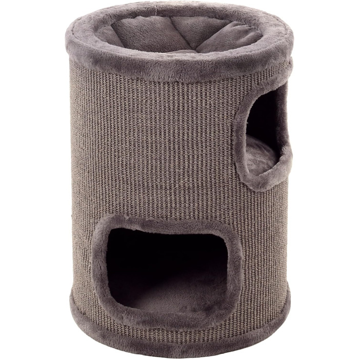 Драпак для котів Flamingo Enes S сірого кольору, 56 см, діаметр 42 см, сизаль та плюш