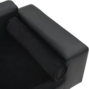 Диван для собак VidaXL, чорний, 81x43x31 см, плюш, штучна шкіра, лежанка для тварин