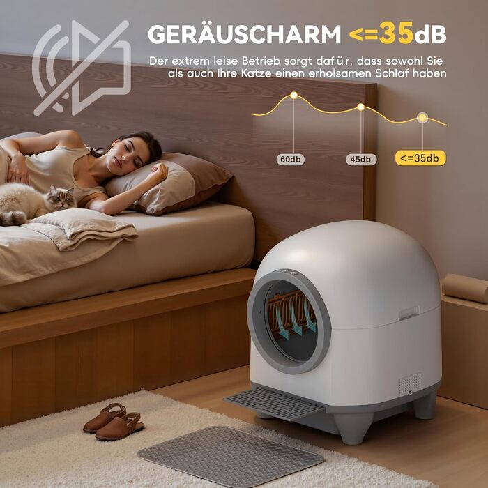 Автоматичний лоток для котів Devoko 90 л з керуванням через додаток, 9 датчиків безпеки, великий, для кількох котів, тихий