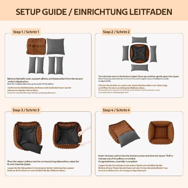 М'яке собаче ліжко для середніх порід, зручне та миється, прямокутне, з неслизьким покриттям, коричневе, розмір M (63x53x18 см)