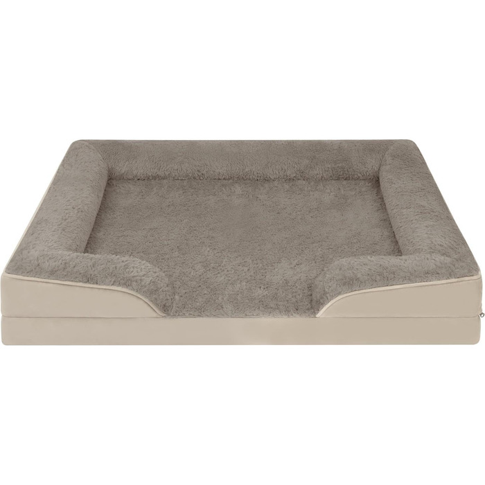 Ортопедичне собаче ліжко Normani для великих, середніх та маленьких собак - м'яке ліжко-диван з високим бортиком, колір бежевий, розмір 60x80x16 см