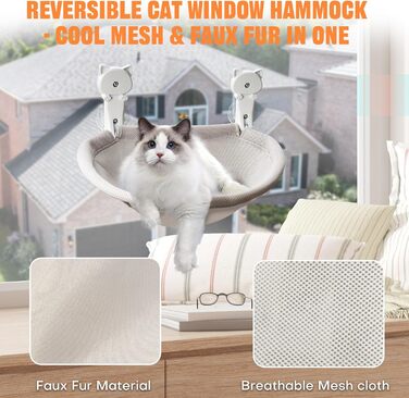 Кішка лежак на вікно Homegroove, 45 x 30 см, сірий, металевий каркас