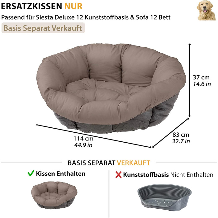 Крісло-лежанка для собак та котів Ferplast SOFA 'CUSHION' - м'яка лежанка з бавовняною подушкою, сірого кольору, 114 x 83 x 37 см