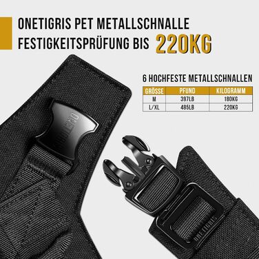 Тактична шлейка для собак OneTigris X Armor з металевою пряжкою і D-кільцем, лазерне різання, жилет із двома ручками для середніх і великих собак