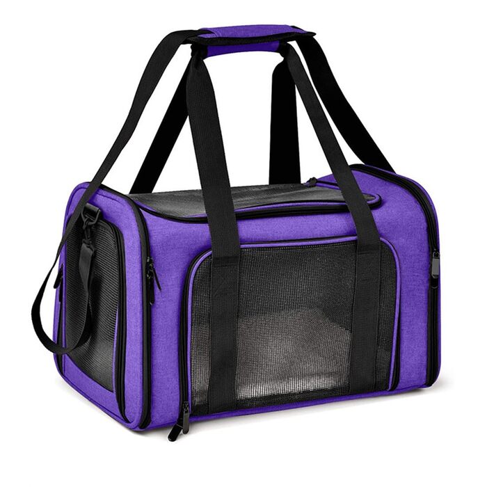 Транспортна сумка для кота/собаки Levoberg: складана переноска, сумка-переноска, дихаюча, середній розмір (Lila, M)