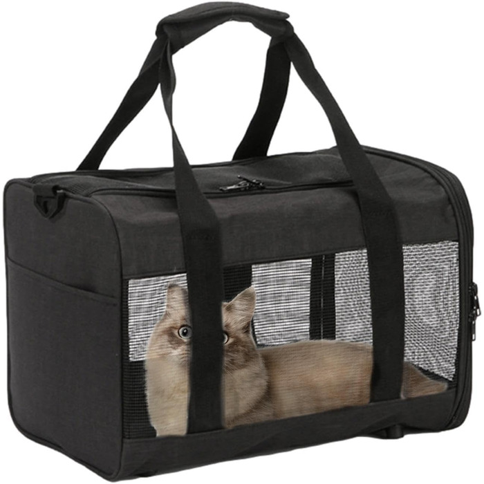 Транспортна переноска для тварин, складана сумка-переноска для котів та собак, чорна