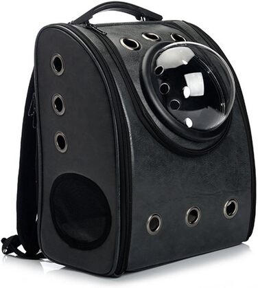 Рюкзак для тварин FOKOM, чорний, 32 x 29 x 42 см - переноска для собак, котів, кроликів