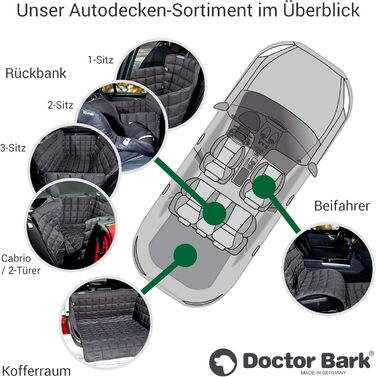 Чохол-накидка Doctor Bark для заднього сидіння авто M, чорний, захист для собак, універсальний для легкових авто та SUV, з блискавкою