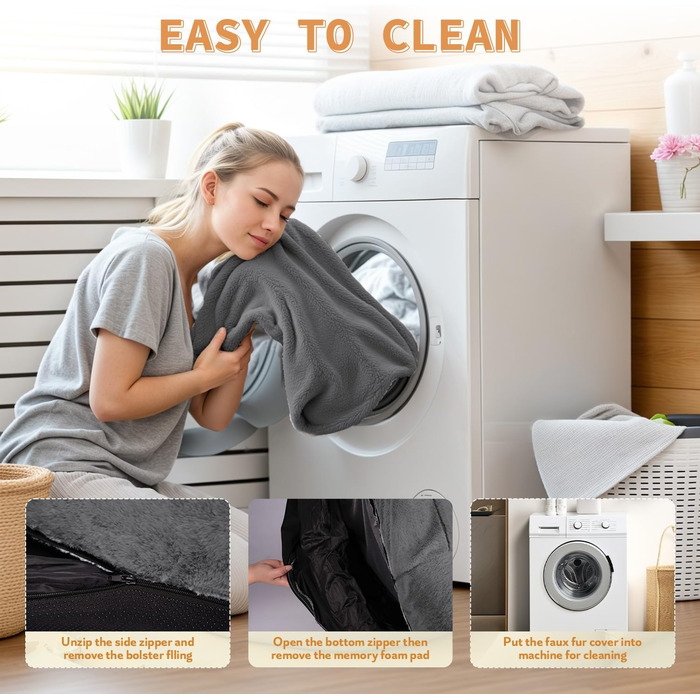 Крісло-мішок для собак та людей NESTROAD, 180x114x35 см, сірий, з штучним хутром, подушкою та ковдрою