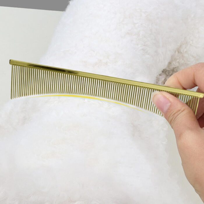 Гребінець для котів Flohkamm - догляд за шерстю, аксесуари для домашніх тварин. Підходить для собак, довгошерстих порід, цуценят. Золотий колір.