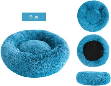 Кругле м'яке ліжко для собак та котів, блакитне, діаметр 60 см. З вологостійким дном.