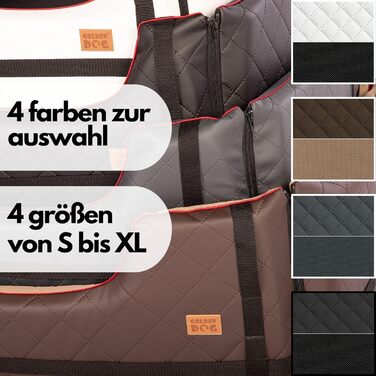 Транспортна переноска для собак Golden Dog з кріпленням на ремінь безпеки, 65x53x27 см, колір коричневий. Імітація шкіри, водовідштовхувальна, складна, підходить для автомобіля.