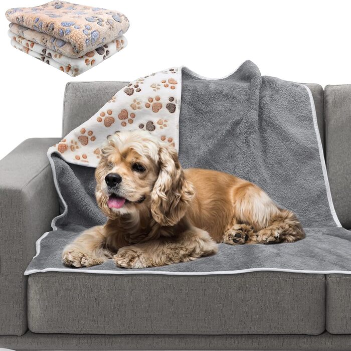 Водонепроникні ковдри для собак HYLYUN (2 шт.) - м'які, плюшеві, реверсивні. Підходять для собак, цуценят та котів (L 76x104 см)