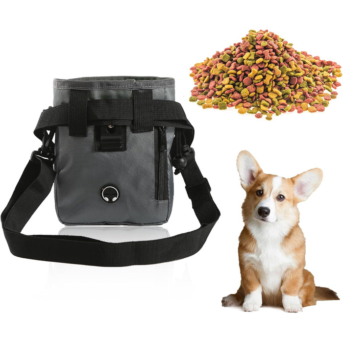 Сумка для ласощів для собак, для тренувань та прогулянок, з тримачем для пакетів, регульований ремінь, для цуценят та подорожей