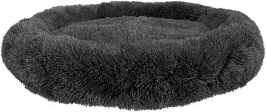 BENNO® Крісло-лежанка для собак BALU 70x70x16 см, у формі пончика, м'яке ліжко з поліестеру з поліпропіленовим наповнювачем, можна прати, неслизьке дно, з іграшкою-кісткою, антрацит