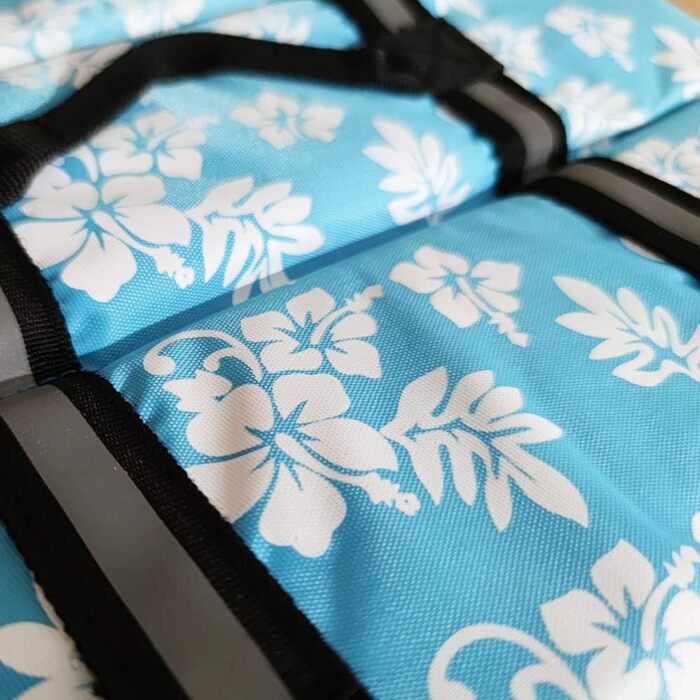 Жилет для собак Snik-S з світловідбиваючими смугами та регульованим поясом, плавальна куртка для собак з короткою мордою (Мопс, Бульдог, Пудель), розмір L, квітковий принт, блакитний колір