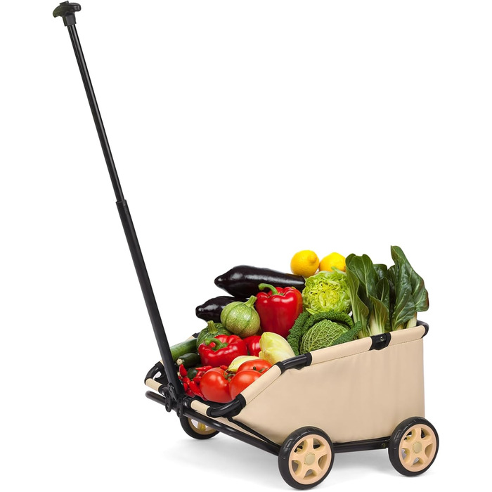 Міні-візок для тварин, складаний універсальний візок для покупок з висувною ручкою, для прогулянок на вулиці, з подушкою та страхувальним тросом, з кишенькою (Хакі)