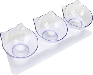 Набір піднятих мисок для котів, 3 прозорі миски на підставці, для котів та маленьких собак