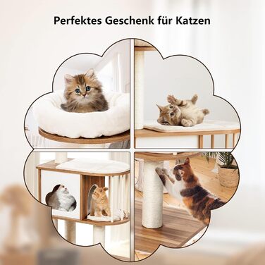 Котячий будиночок GYMAX: стабільний котячий будиночок, котячі меблі, котячий когтетоп, крізь-дерево для котів, висота 117 см (колір: коричневий)