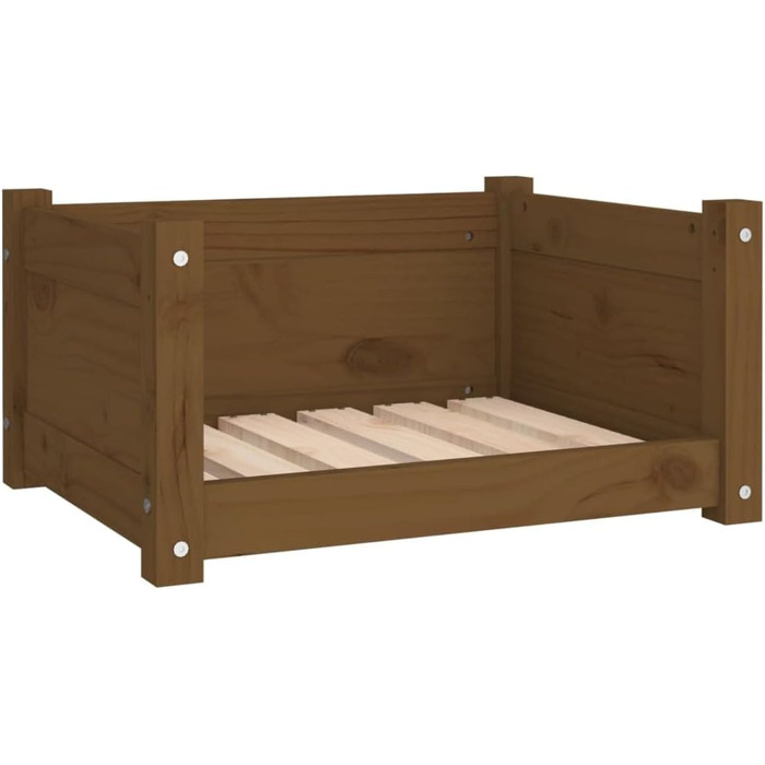 Ліжко для собак і котів, медовий колір, 55,5x45,5x28 см, масив дерева, сосна. Клітка-ліжко для собак та котів, велике, середнє