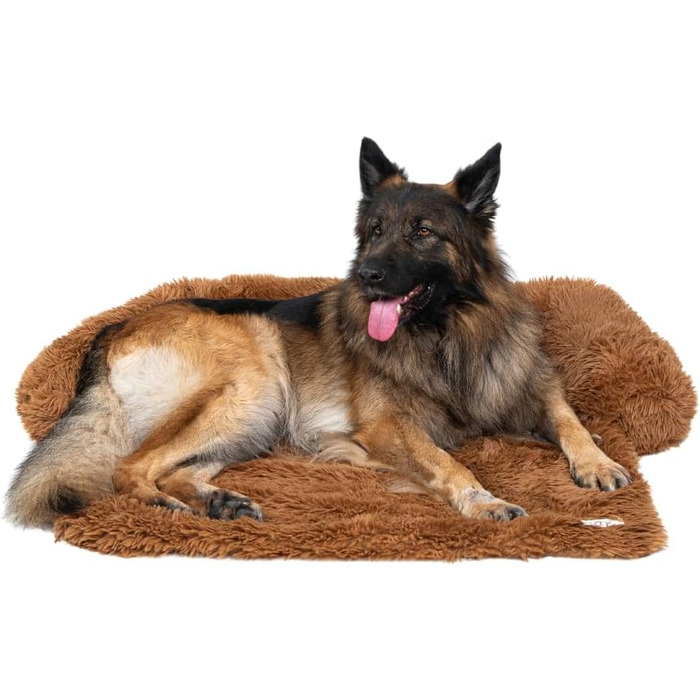 Софа-ліжко для собак Pfoten&nasen®: зручне ліжко для великих, середніх та маленьких собак, 80x75 см, коричневе. Водонепроникний, миючий килимок для собак. Захист дивану від собак.