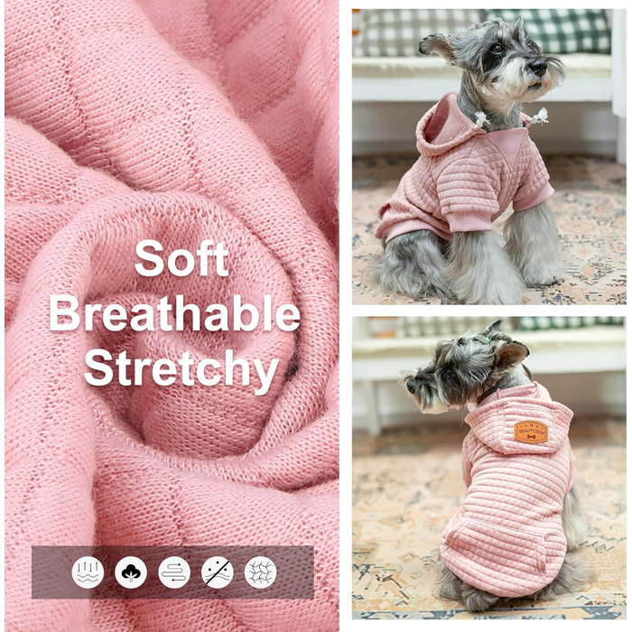 Теплий пуховик з капюшоном для собак середніх та маленьких порід від BEAUTYZOO, рожевий, з кишенями