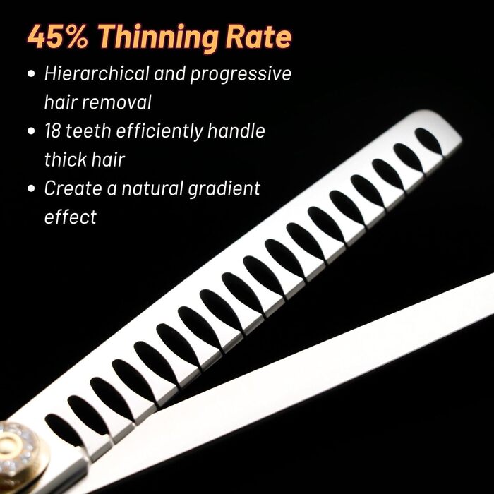 Набір професійних ножиць для грумінгу домашніх тварин 7 дюймів (прямі, вигнуті, тонкі, філірувальні). Підходить для собак.