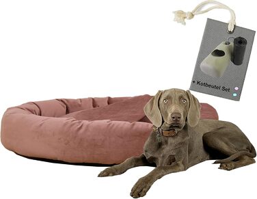 Килимок для собак Luxus Denver | гігієнічний, миється | розмір M (для маленьких та середніх собак) | затишна печеринка з пакетиками для збору відходів | діаметр 68 см (Ø 90 см, Рожевий)