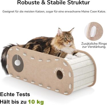 Кішка Будиночок FUKUMARU: Двошарове ліжко-печера з філцу, beige