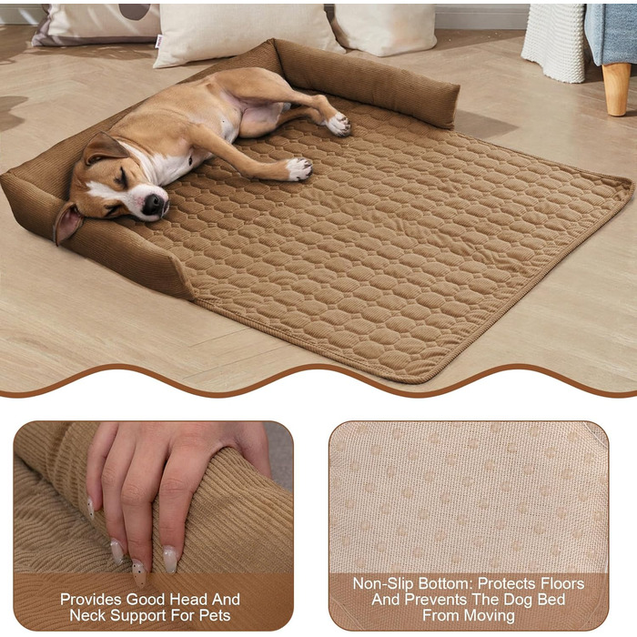 OKYUK Преміум лежанка для собак - захист дивану для тварин, ручної роботи та пральна подушка для собак, м'яка лежанка для собак для всіх розмірів (Корд Кава, 75 x 75 см) 75 x 75 x 10 см Корд Кава