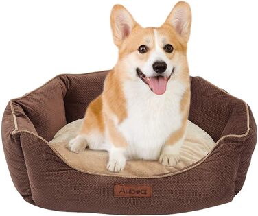 Кругле ліжко для котів та маленьких собак, зручне, з антиковзким покриттям Twill, коричневе, машинне прання