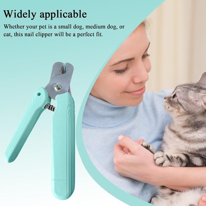 Електричний триммер для обрізки кігтів домашніх тварин 2-в-1 з LED-підсвічуванням, захисним насадком та ергономічним дизайном для собак та котів (світло-зелений)