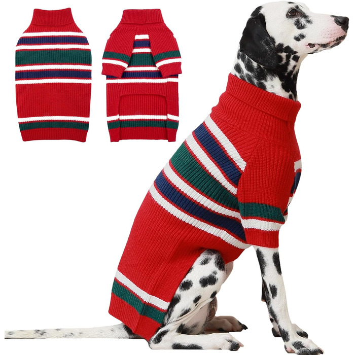 Пуловер для собак IECOii великого розміру XXXXL, 4XL для великих порід, теплий в'язаний пуловер для собак, одяг для собак у холодну погоду для добермана, німецької доги, червоний