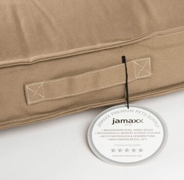 Ортопедичне лежанка для собак Jamaxx Pets, преміум, пам’ятна піна, м’який чохол, канвас, знімний, для малих порід, коричнева, 65×50×15 см