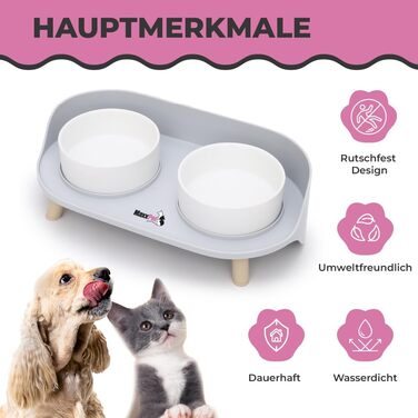 MaxxPet Подвійна керамічна миска для корму та води для собак і котів, антрацит