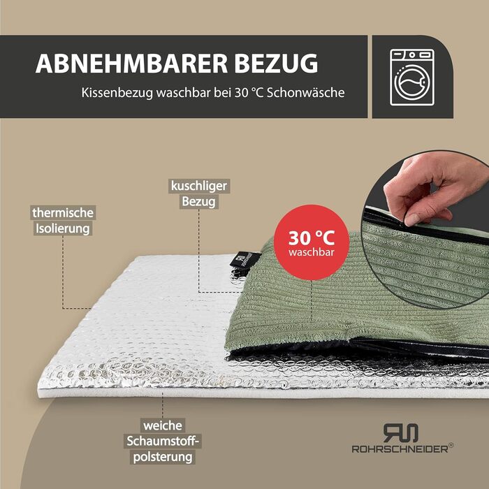 Кішка ліжко-лежанка для вікна | Самопідігріваюча підстилка для котів | Зроблено в ЄС | М'яке ліжко для котів з антиковзною підкладкою | Миється, матеріал - корд | Розмір 2 (90 x 29 см) | (сіль)