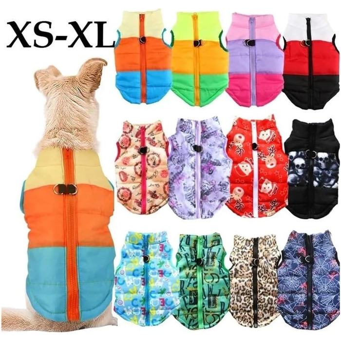 Зимовий теплий пуховик для собак, термокуртка, теплий зимовий одяг для холодної погоди, зручна куртка для маленьких та середніх собак (Синьо-жовтий, розмір L) Синій / Жовтий L