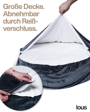 М'яке ліжко для собак Lous®, ліжко-печера, можна прати, для великих і маленьких собак та котів, ліжко для котів, знімний коврик (XXL (приблизно 112 см), Бежевий)